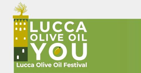 logo lucca olive oil you. la torre guinigi con un olivo sulla sommità.